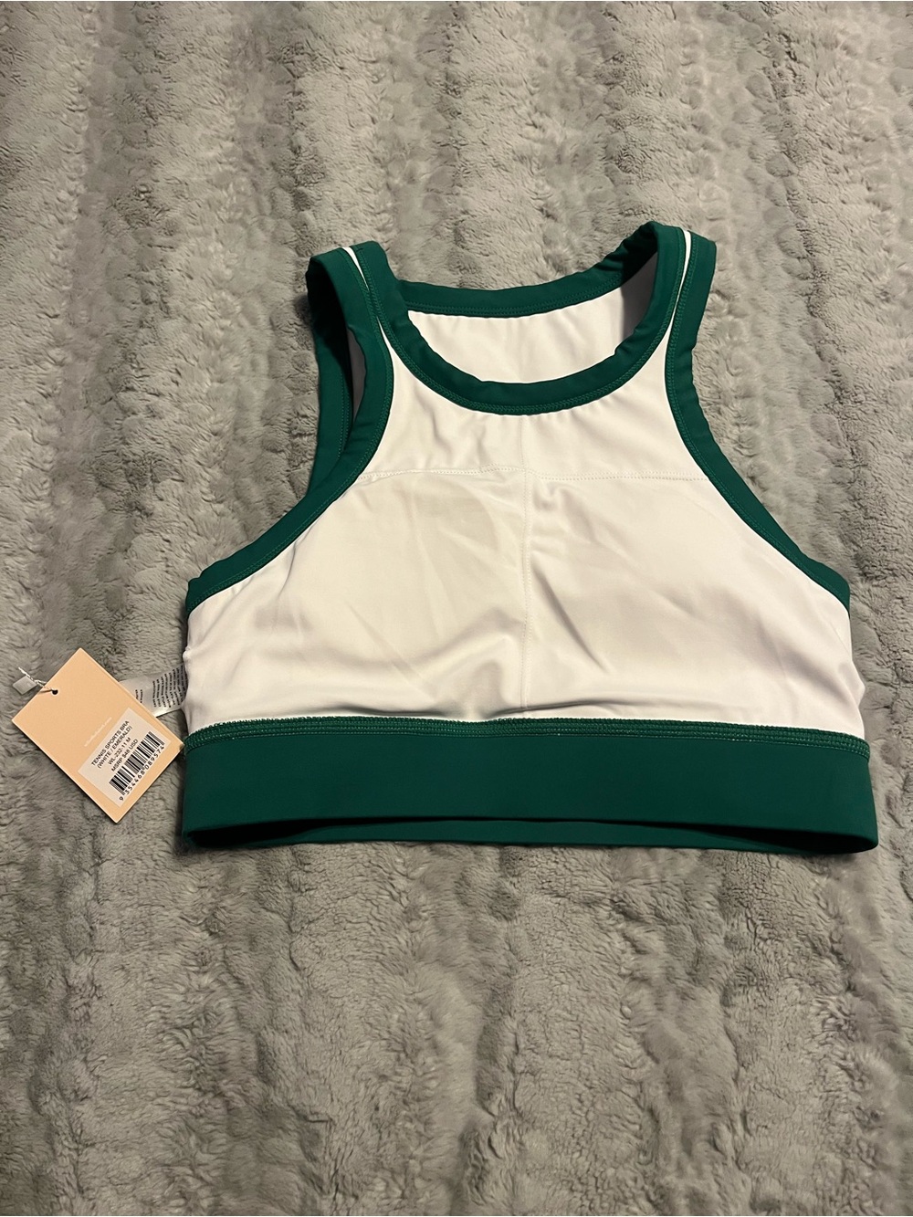 White & Green Colorblock Sports Bra - Picture 5 of 5